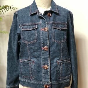 𝅺PREMIUM denim Jones of‎ New York sport jean jacket decorative buttons